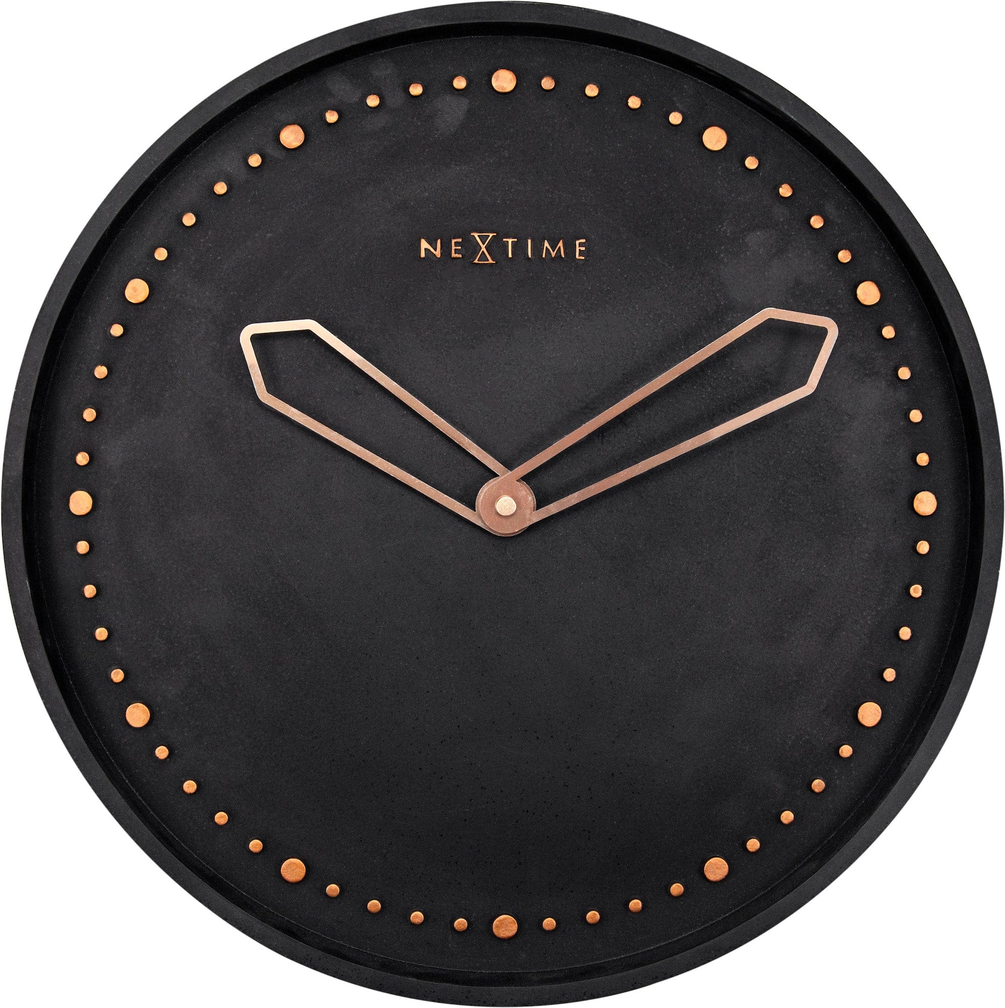 NeXtime Clocks wall clock featuring a 35 cm polyresin design with a cross motif, front view showing black hour and minute hands